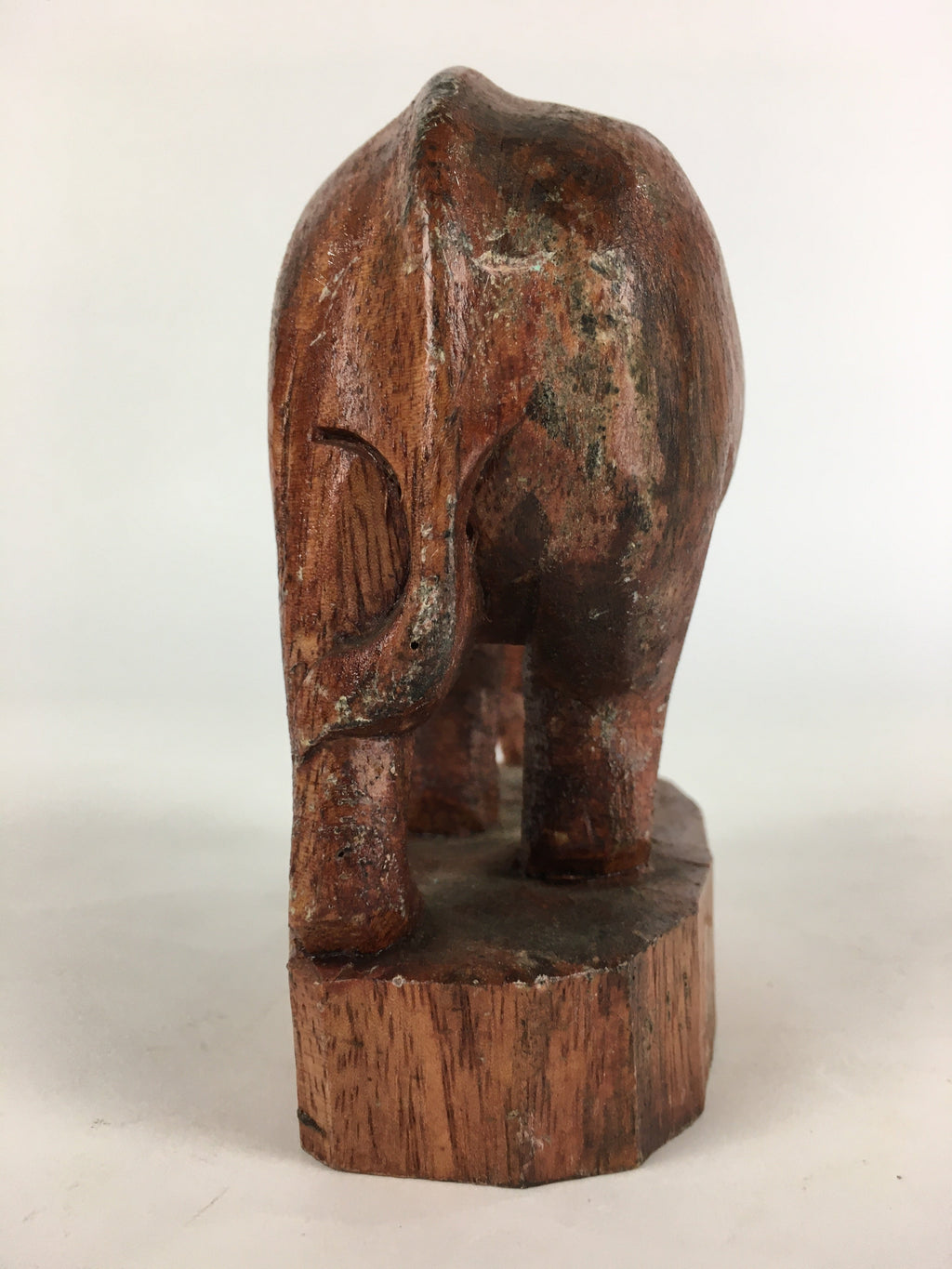 Japanese Wooden Elephant Statue Vtg Wood Carving Hand-Crafted Brown BD819