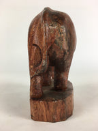 Japanese Wooden Elephant Statue Vtg Wood Carving Hand-Crafted Brown BD819