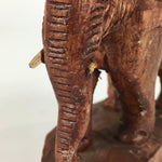 Japanese Wooden Elephant Statue Vtg Wood Carving Hand-Crafted Brown BD819