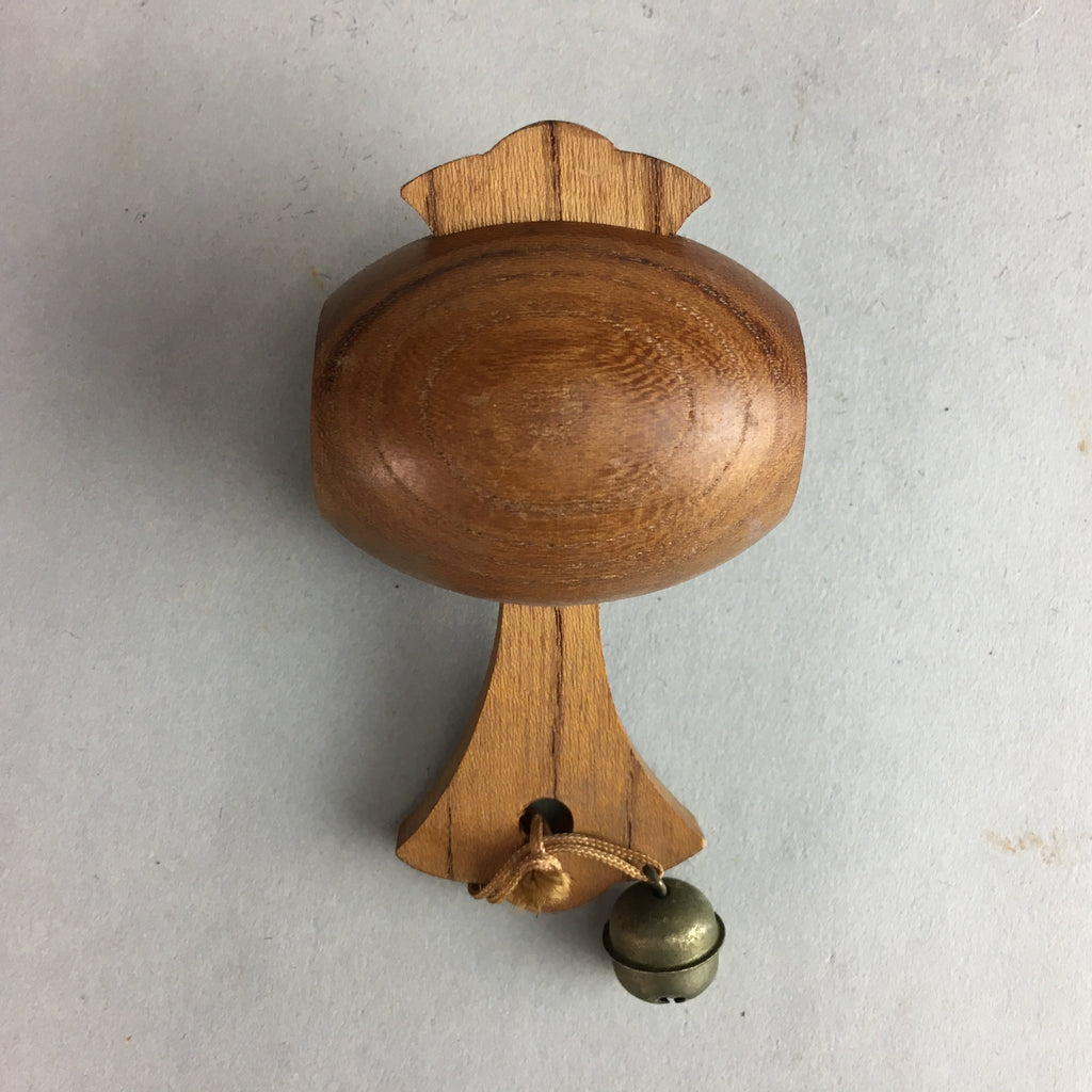 Japanese Wooden Figurine Bell Vtg Lucky Hammer Charm DR302