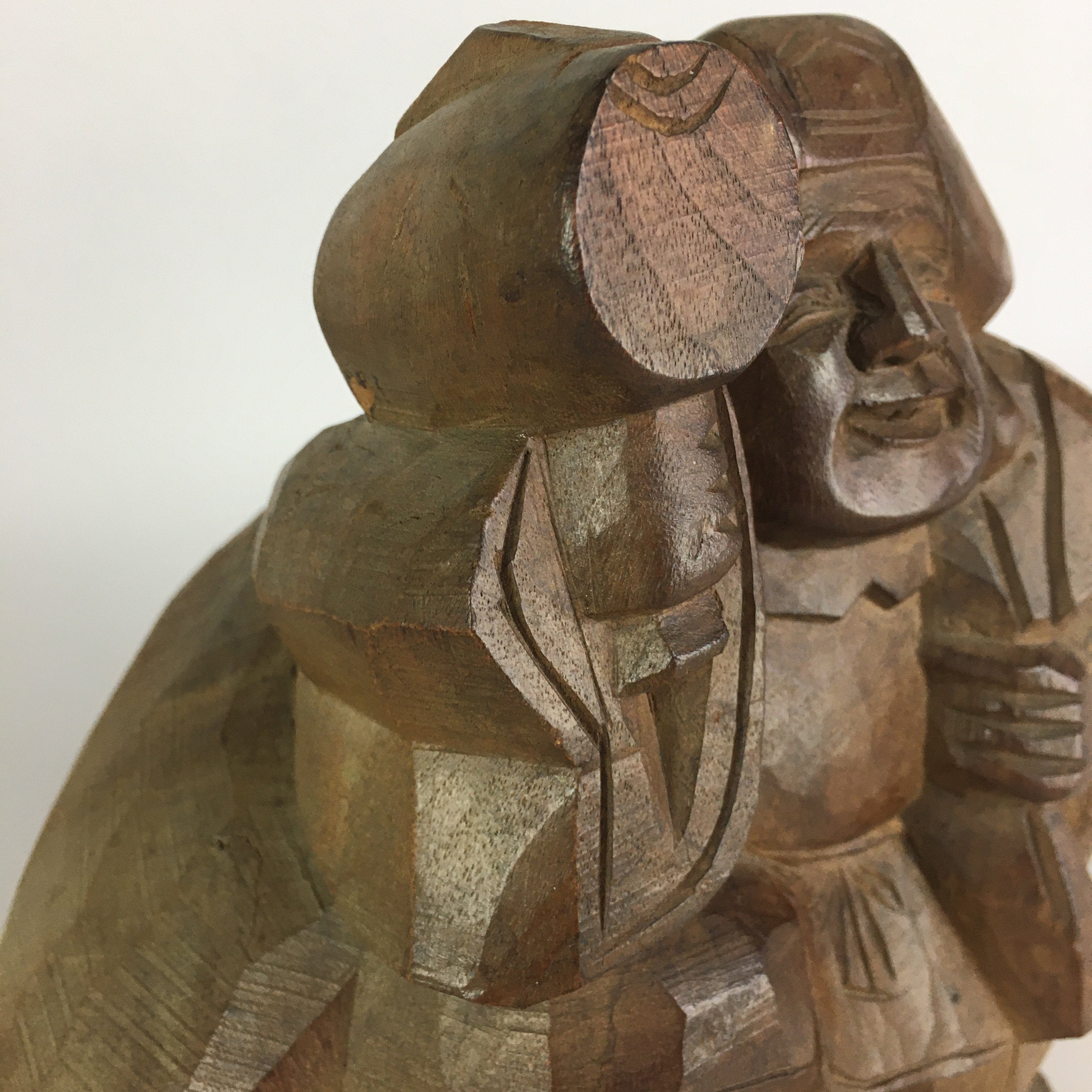 Japanese Wooden Figurine Statue Vtg Seven Lucky Gods Daikokuten BD627