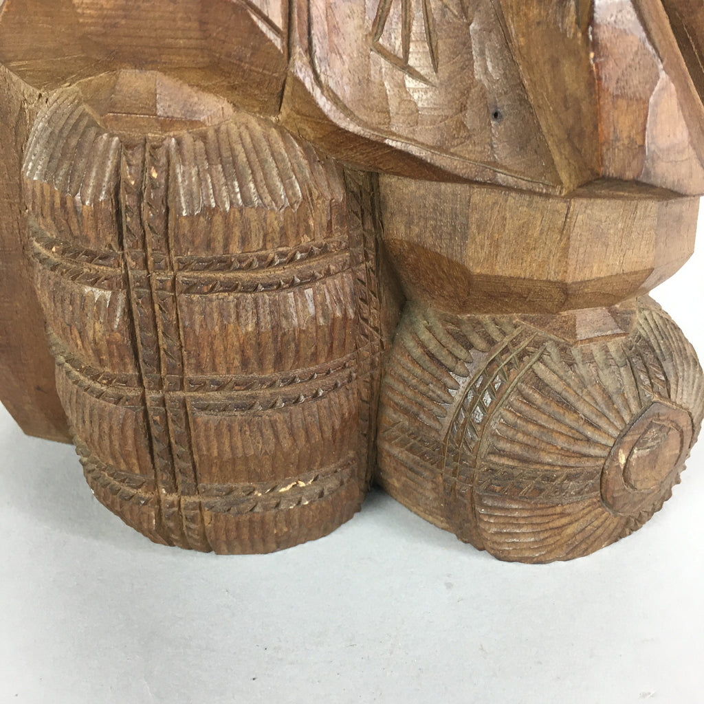Japanese Wooden Figurine Statue Vtg Seven Lucky Gods Daikokuten BD627