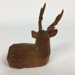 Japanese Wooden Figurine Vtg Male Deer Wood Carving Ornament Brown BD764