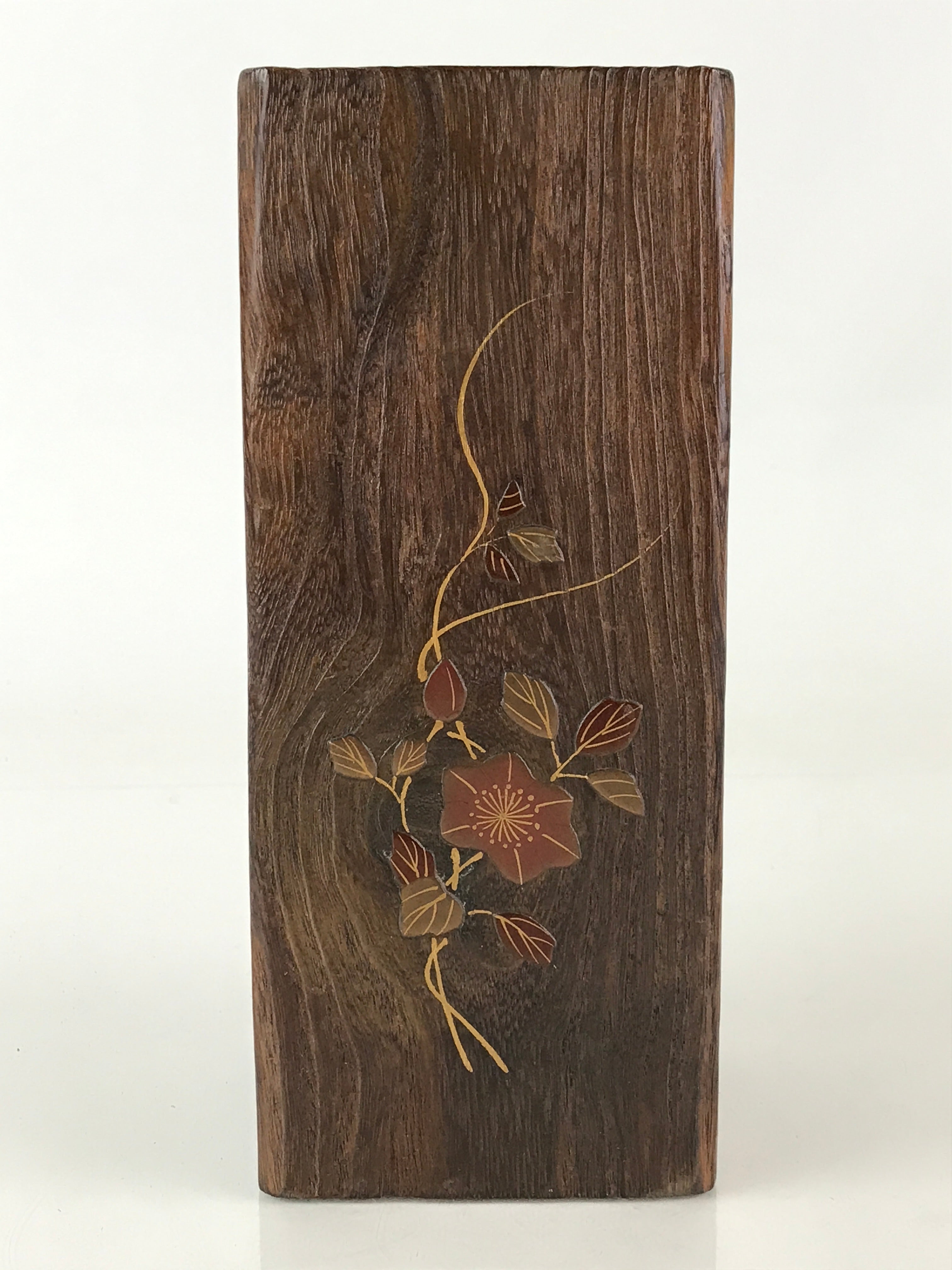 Japanese Wooden Flower Vase Kabin Brown Vtg Ikebana Arrangement Flower FK27