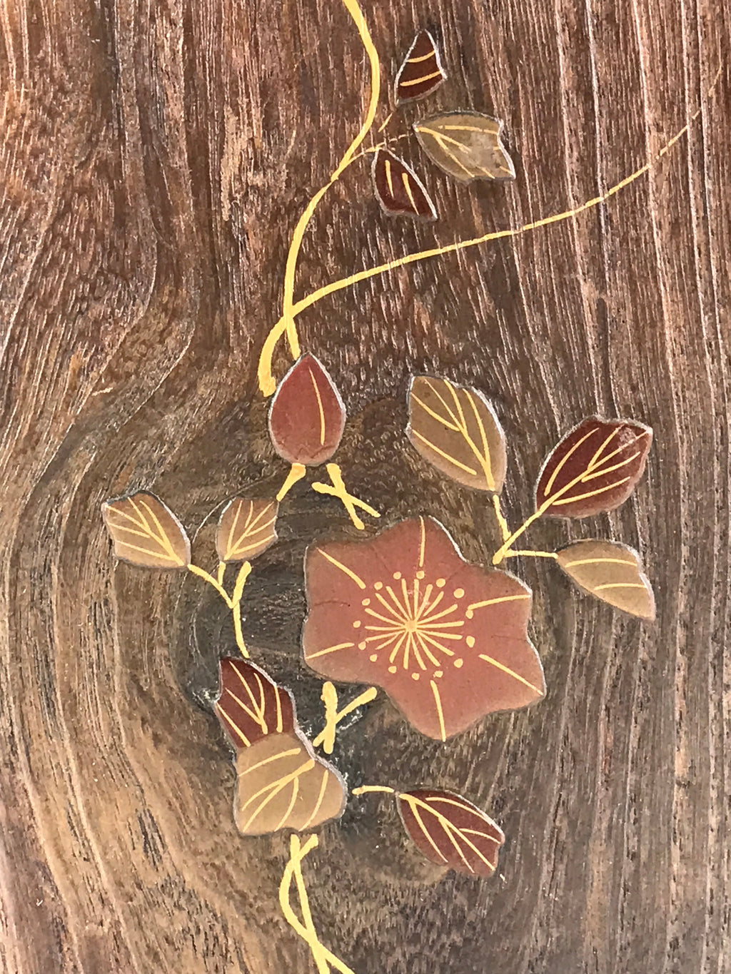Japanese Wooden Flower Vase Kabin Brown Vtg Ikebana Arrangement Flower FK27