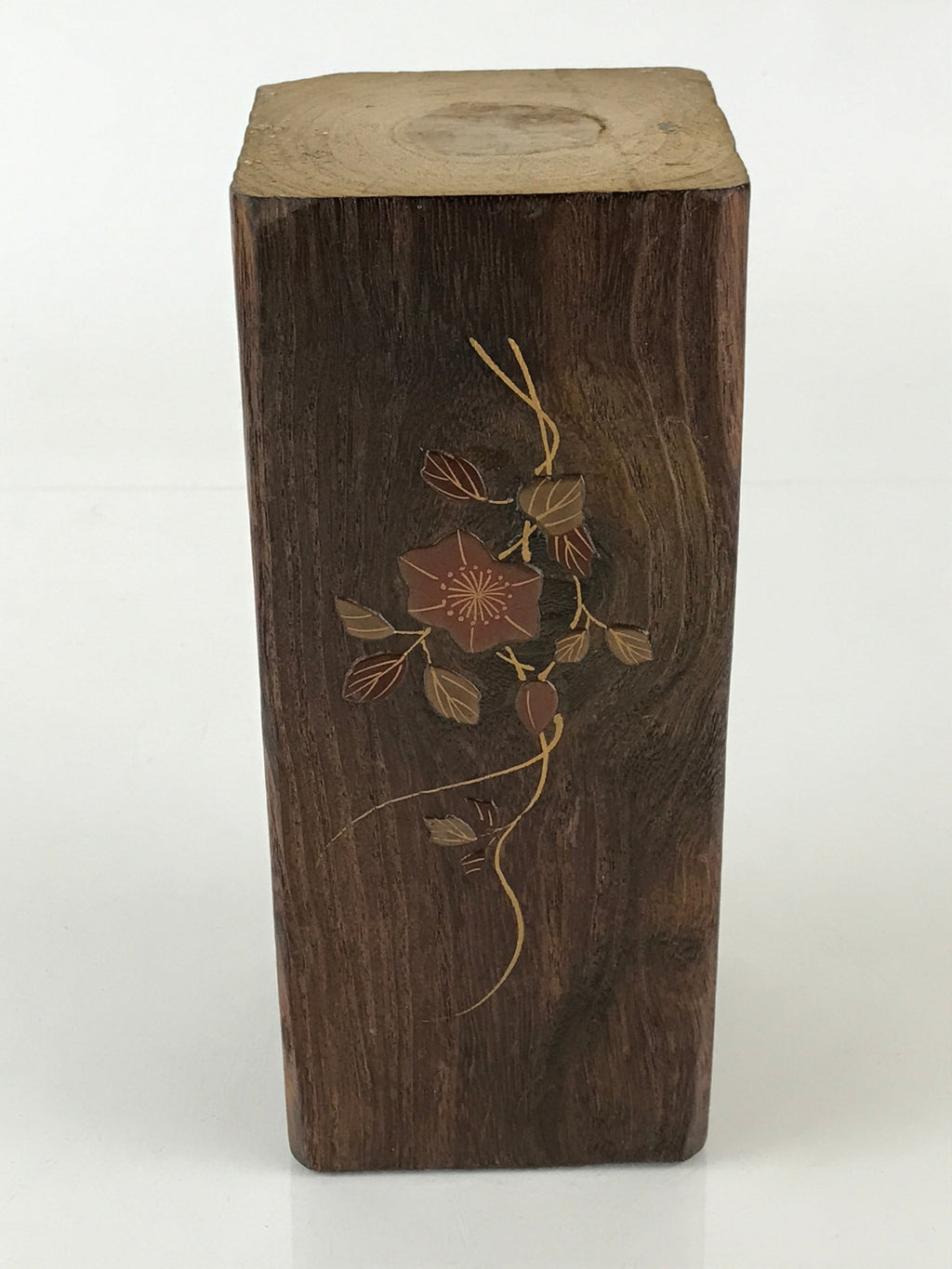 Japanese Wooden Flower Vase Kabin Brown Vtg Ikebana Arrangement Flower FK27