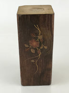 Japanese Wooden Flower Vase Kabin Brown Vtg Ikebana Arrangement Flower FK27