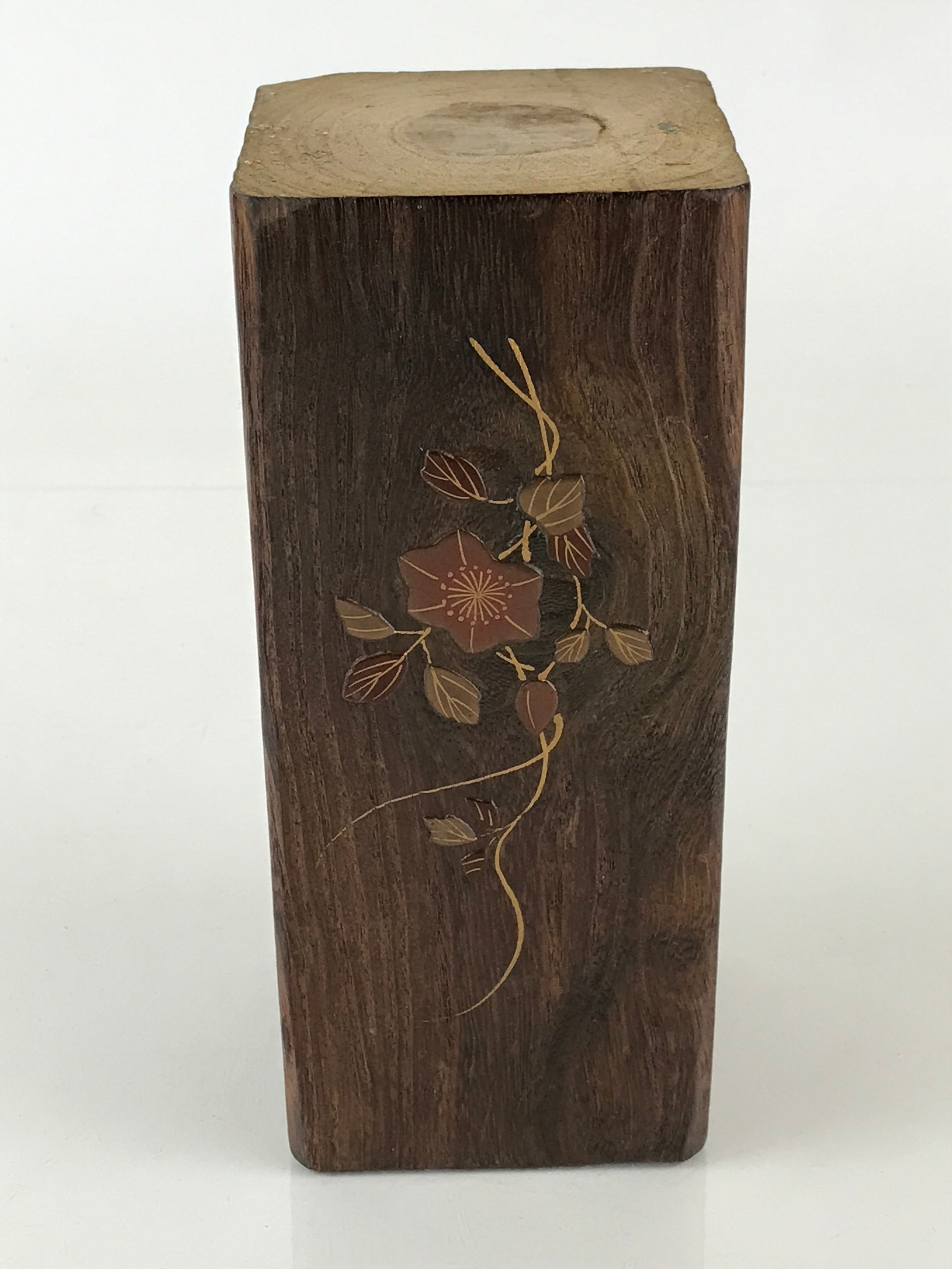 Japanese Wooden Flower Vase Kabin Brown Vtg Ikebana Arrangement Flower FK27