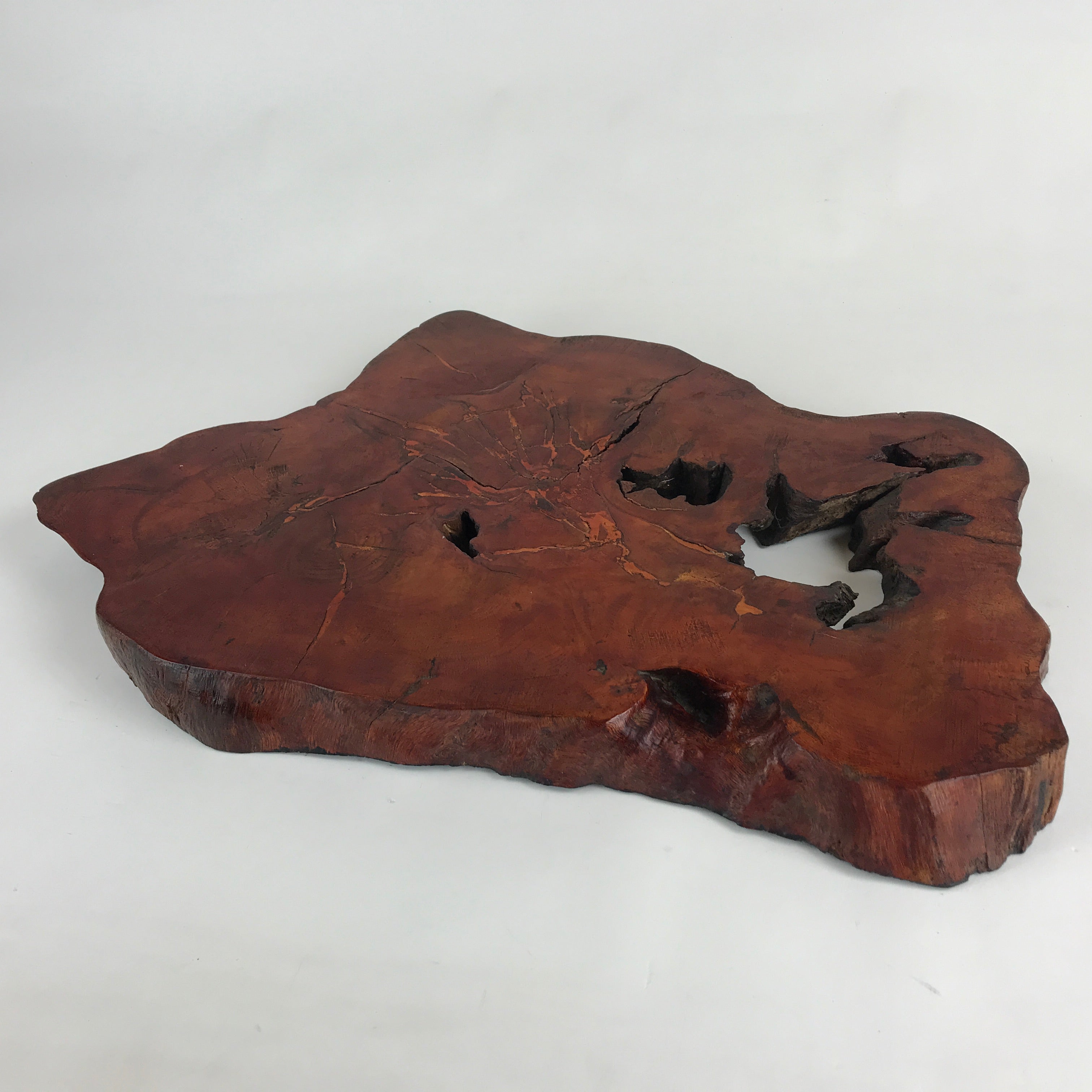 Japanese Wooden Flower Vase Stand Vtg Unique Kadai Board Ikebana Bonsai WT418