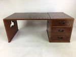 Japanese Wooden Folding Table Vtg Low desk 3 Drawers Sliding Brown T308