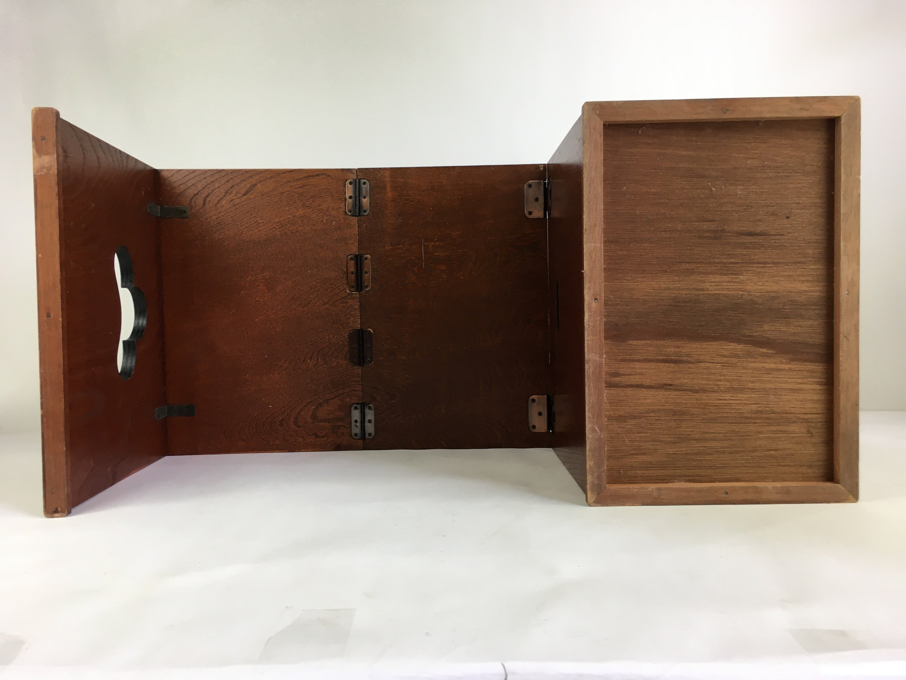 Japanese Wooden Folding Table Vtg Low desk 3 Drawers Sliding Brown T308