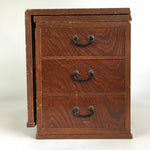 Japanese Wooden Folding Table Vtg Low desk 3 Drawers Sliding Brown T308