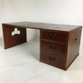 Japanese Wooden Folding Table Vtg Low desk 3 Drawers Sliding Brown T308