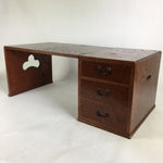 Japanese Wooden Folding Table Vtg Low desk 3 Drawers Sliding Brown T308