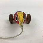 Japanese Wooden Handmade Traditional Toy Vtg Red Pheasant Bird Car JK265