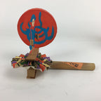 Japanese Wooden Handmade Traditional Toy Vtg Whistle Drum Denden-Daiko JK242