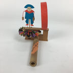 Japanese Wooden Handmade Traditional Toy Vtg Whistle Drum Denden-Daiko JK242