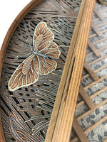 Japanese Wooden Hanging Shikishi Frame Floral Butterfly Design Art Display FL88