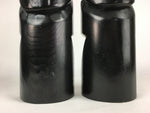 Japanese Wooden Hokkaido Statue Ainu Nipopo 2pc Set Vtg Okimono Black AB94