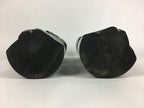 Japanese Wooden Hokkaido Statue Ainu Nipopo 2pc Set Vtg Okimono Black AB94