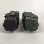 Japanese Wooden Hokkaido Statue Ainu Nipopo 2pc Set Vtg Okimono Brown AB91