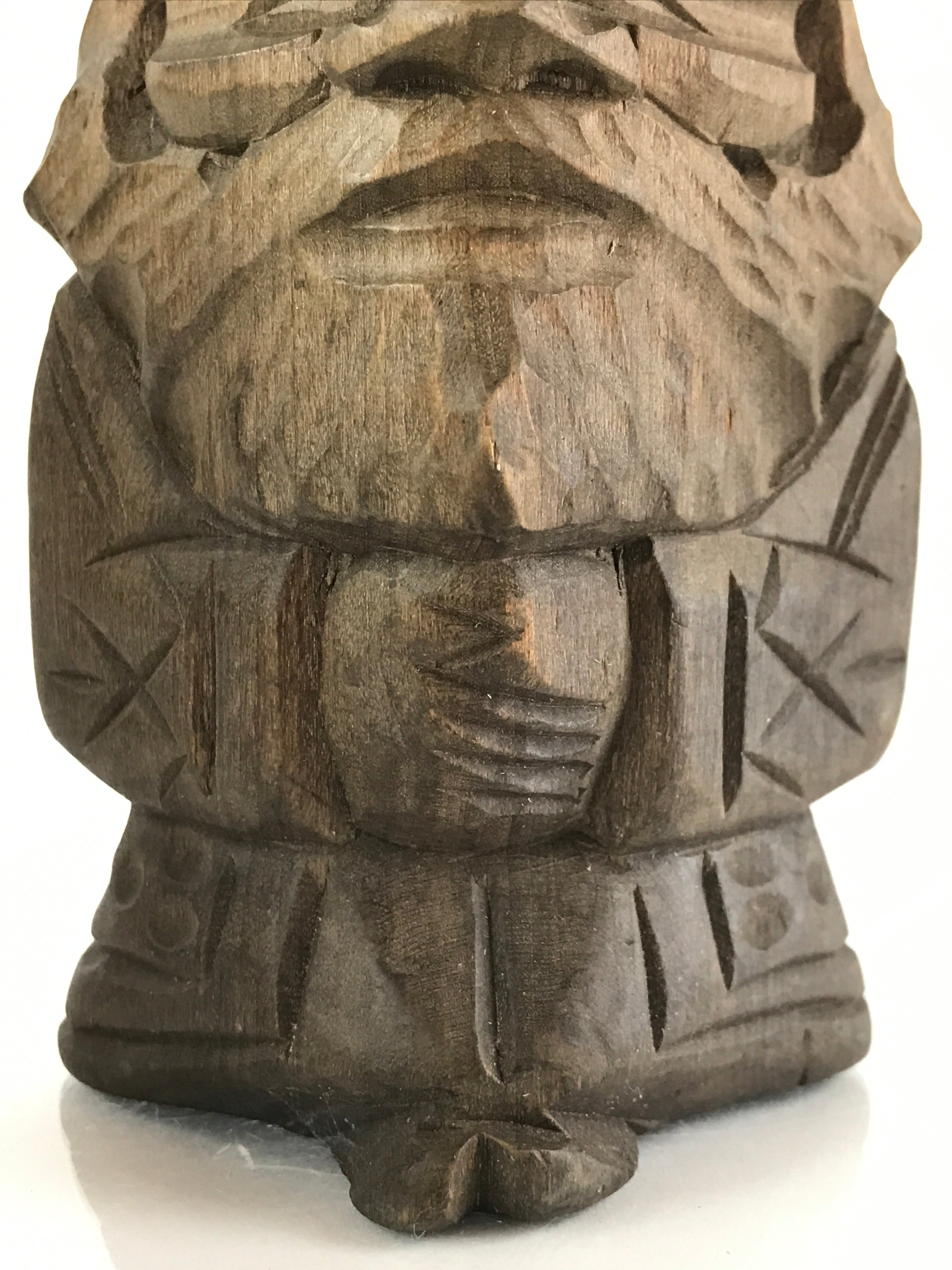 Japanese Wooden Hokkaido Statue Ainu Nipopo 2pc Set Vtg Okimono Brown AB98