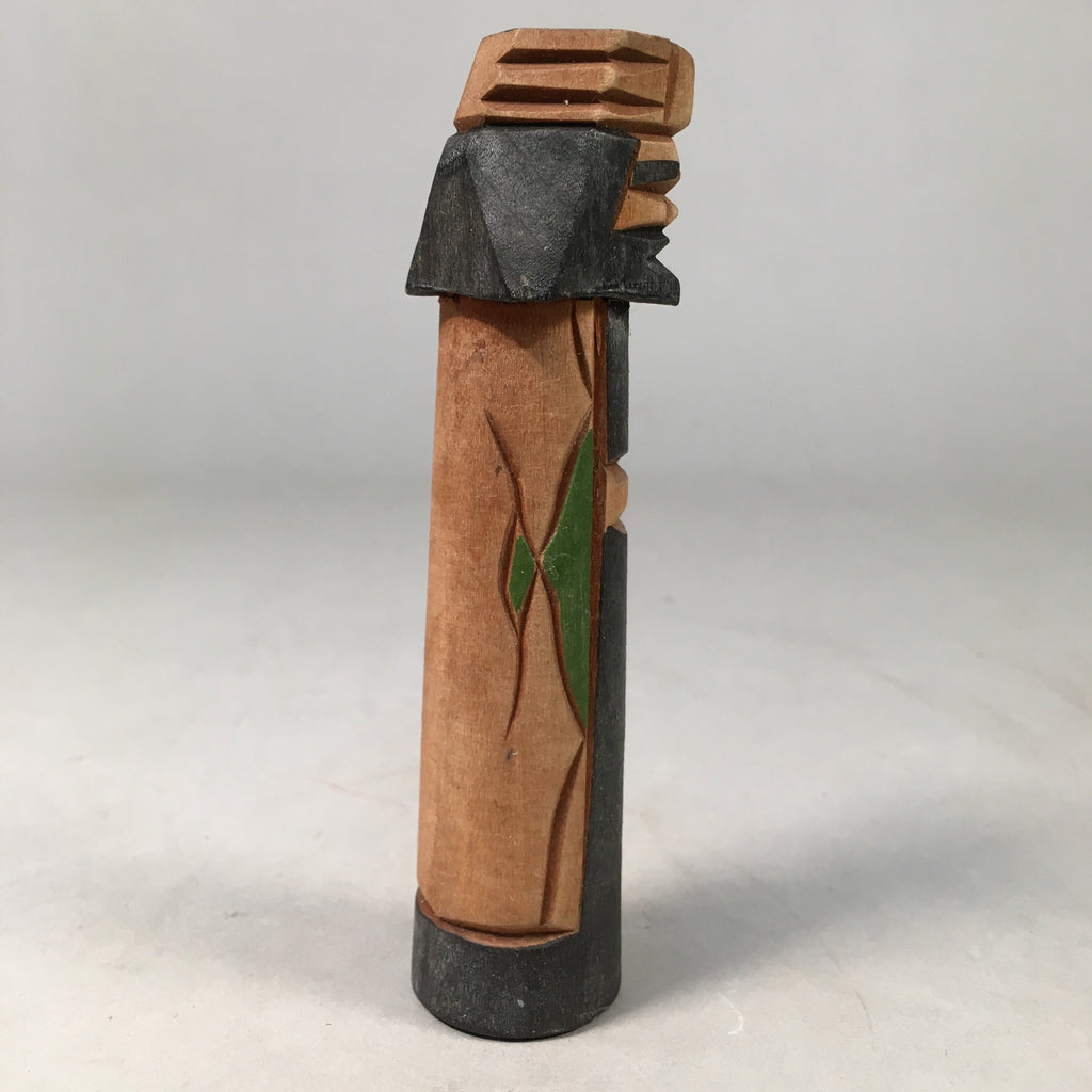 Japanese Wooden Hokkaido Statue Ainu Nipopo Vtg Okimono Brown KF411