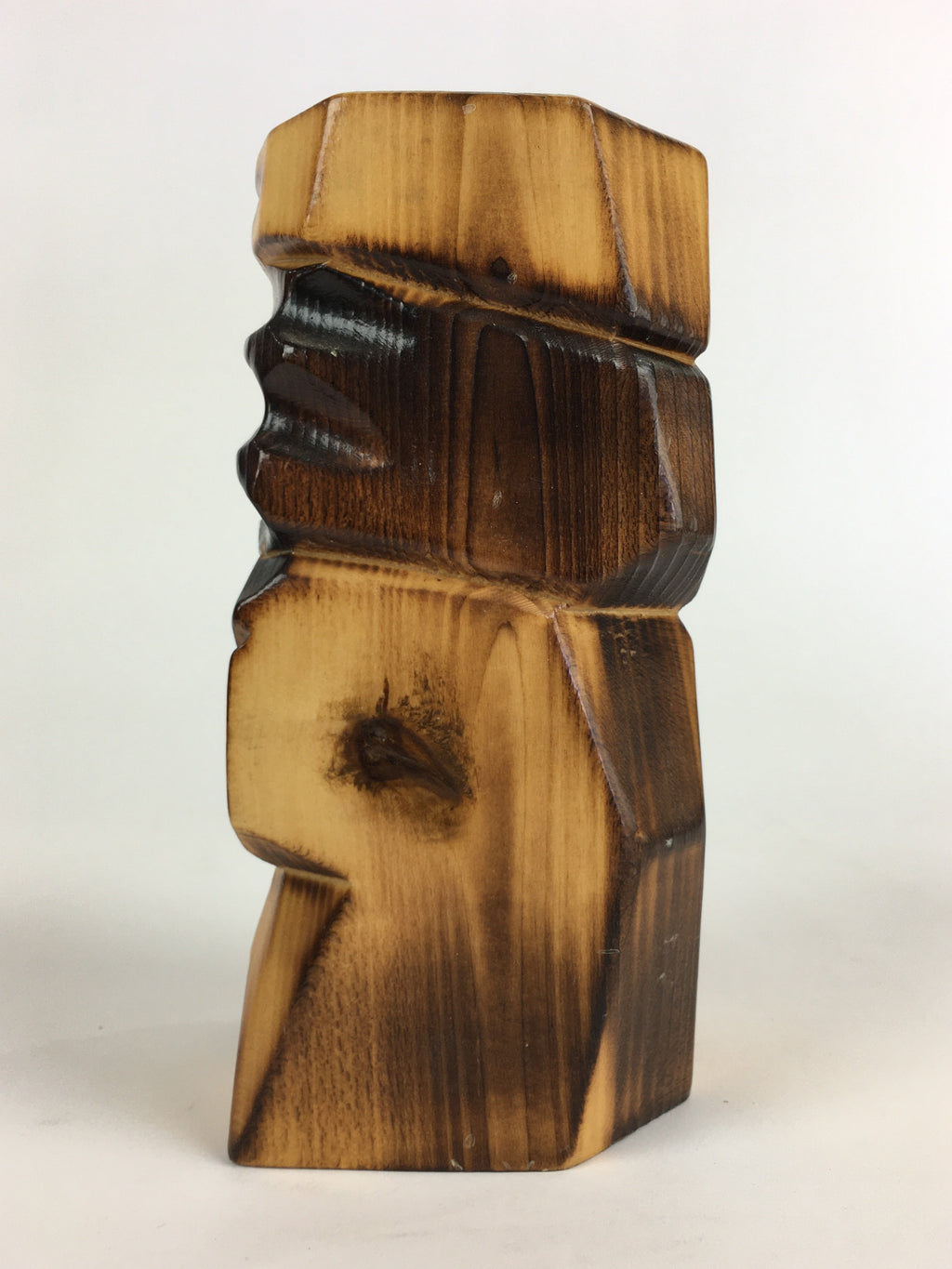 Japanese Wooden Hokkaido Statue Ainu Nipopo Vtg Pen Stand Brown AB93