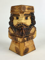 Japanese Wooden Hokkaido Statue Ainu Nipopo Vtg Pen Stand Brown AB93