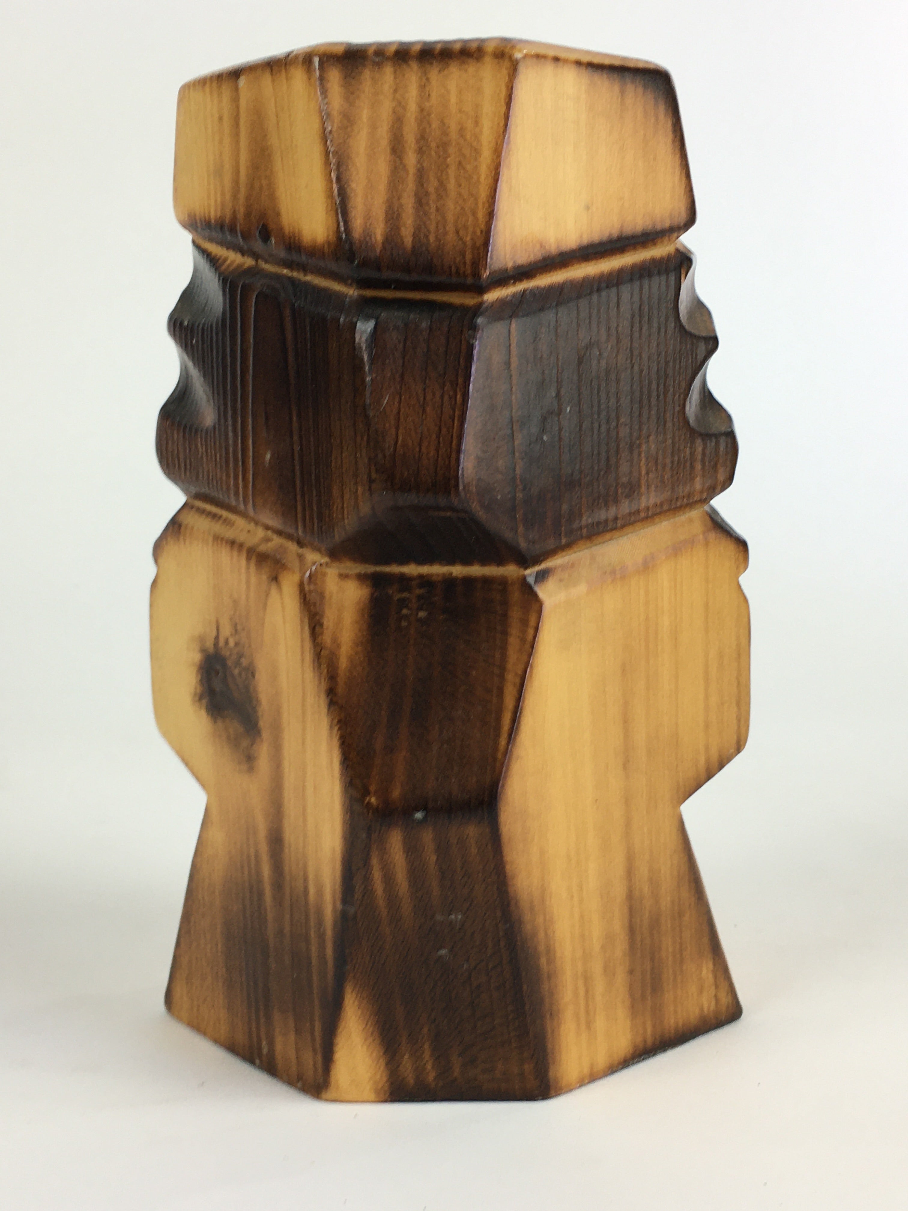 Japanese Wooden Hokkaido Statue Ainu Nipopo Vtg Pen Stand Brown AB93