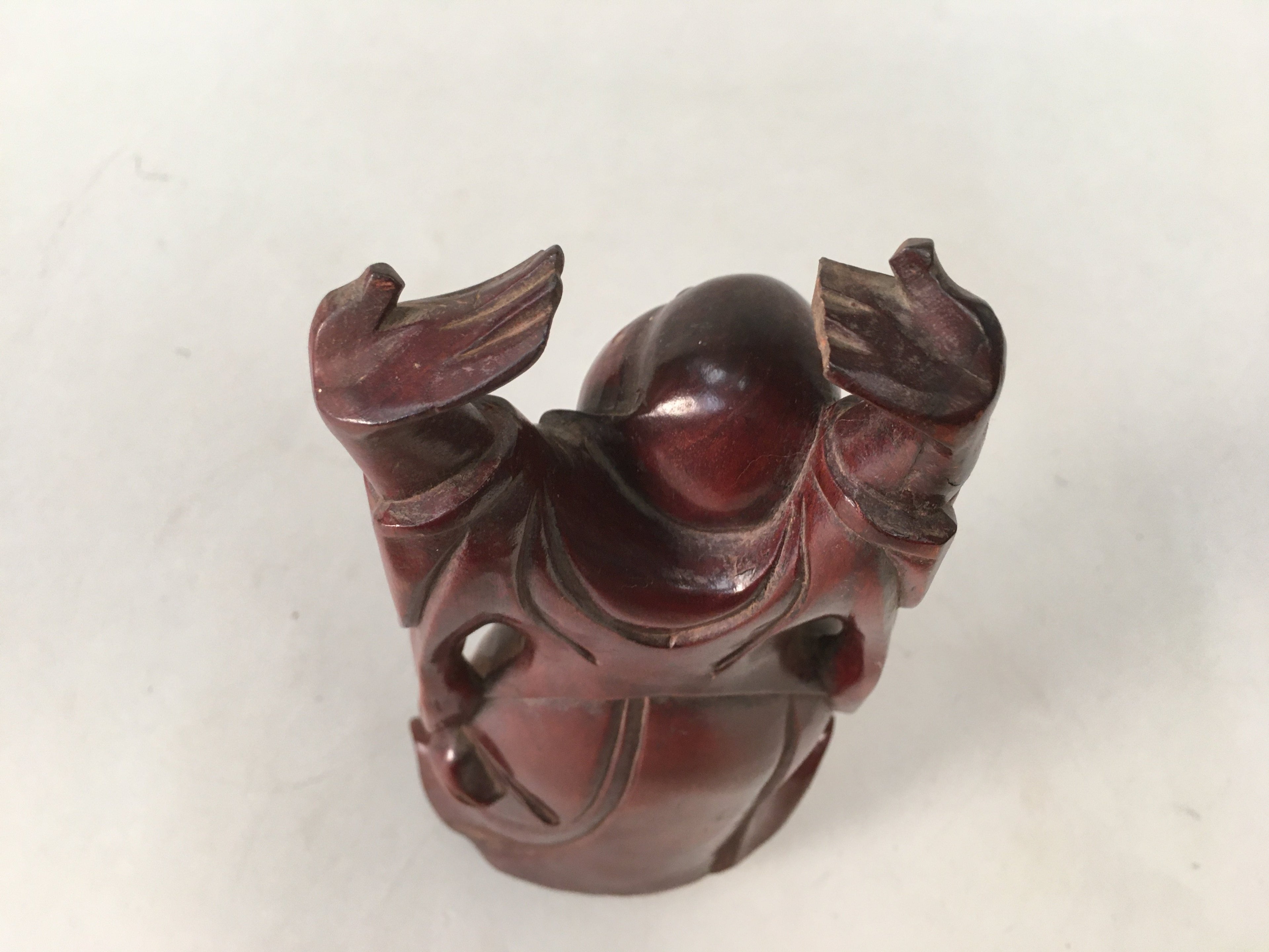 Japanese Wooden Hotei-Son Statue Vtg 7 Gods Good Fortune Wealth BD606