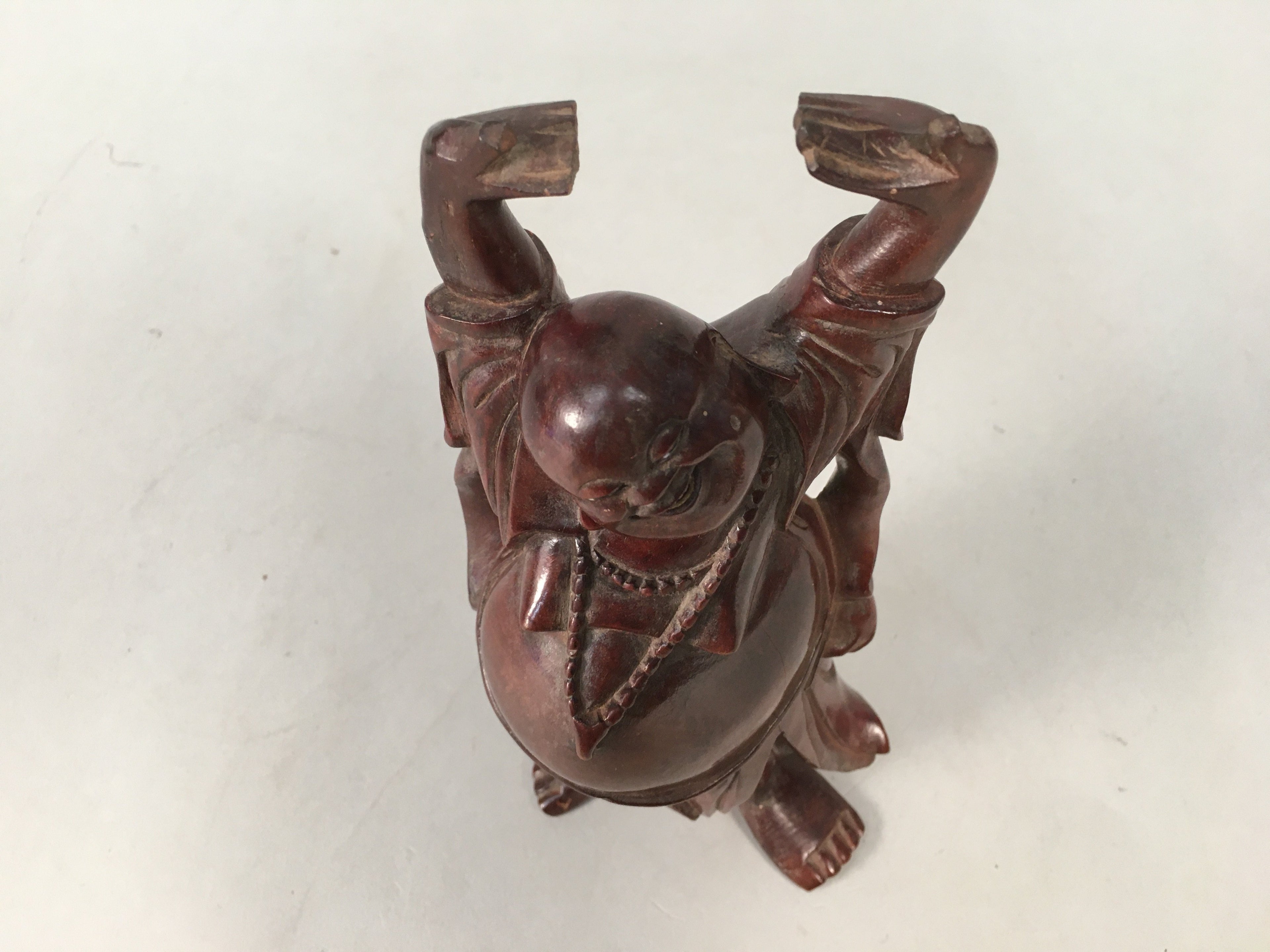 Japanese Wooden Hotei-Son Statue Vtg 7 Gods Good Fortune Wealth BD606