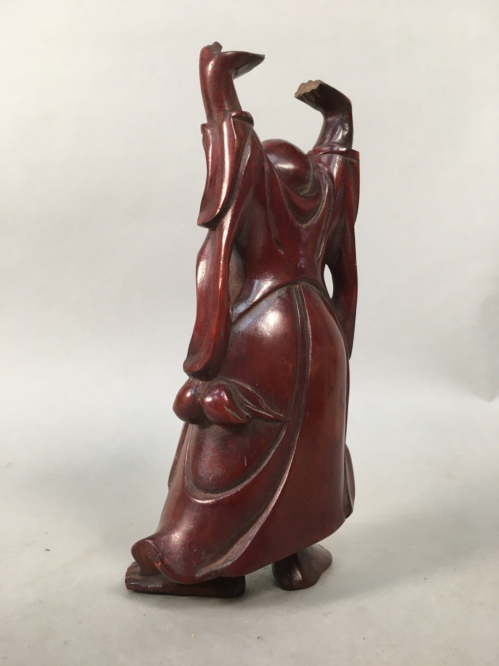 Japanese Wooden Hotei-Son Statue Vtg 7 Gods Good Fortune Wealth BD606
