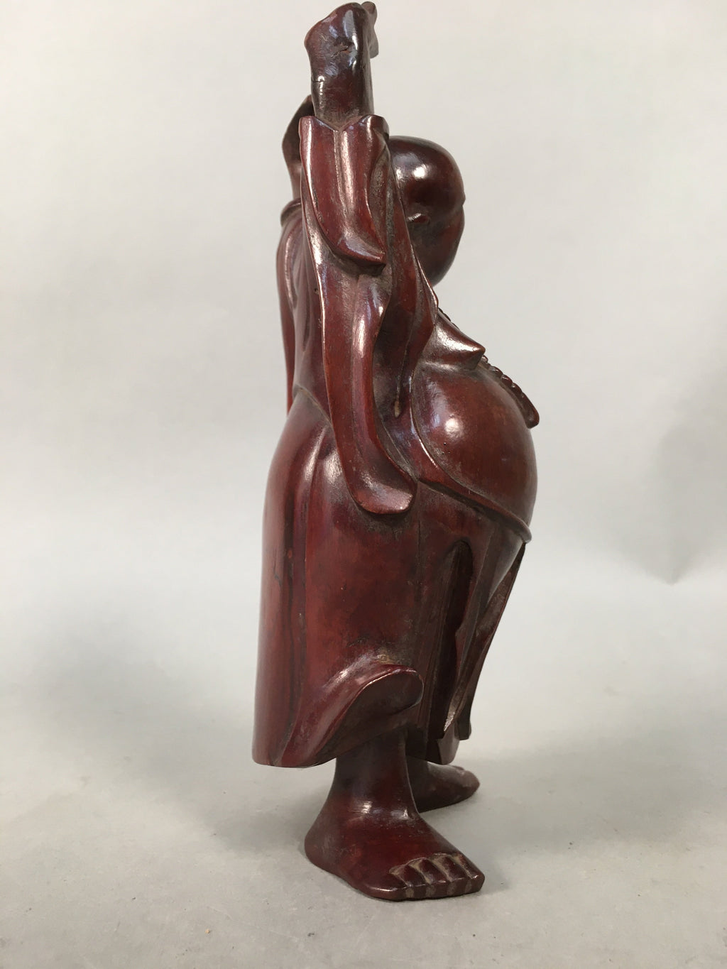 Japanese Wooden Hotei-Son Statue Vtg 7 Gods Good Fortune Wealth BD606
