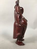 Japanese Wooden Hotei-Son Statue Vtg 7 Gods Good Fortune Wealth BD606