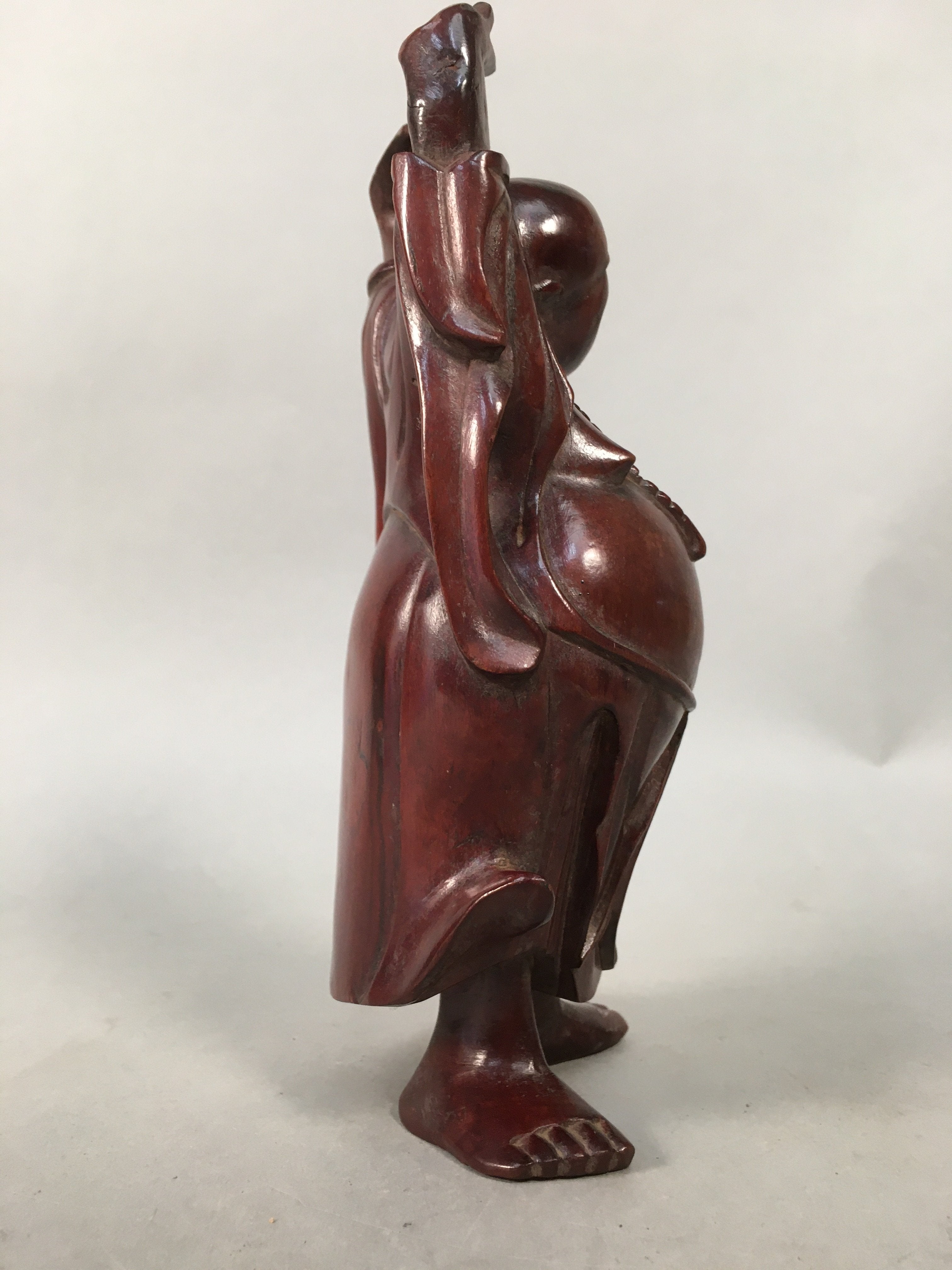 Japanese Wooden Hotei-Son Statue Vtg 7 Gods Good Fortune Wealth BD606