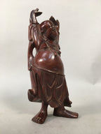Japanese Wooden Hotei-Son Statue Vtg 7 Gods Good Fortune Wealth BD606
