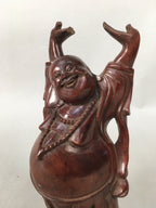 Japanese Wooden Hotei-Son Statue Vtg 7 Gods Good Fortune Wealth BD606