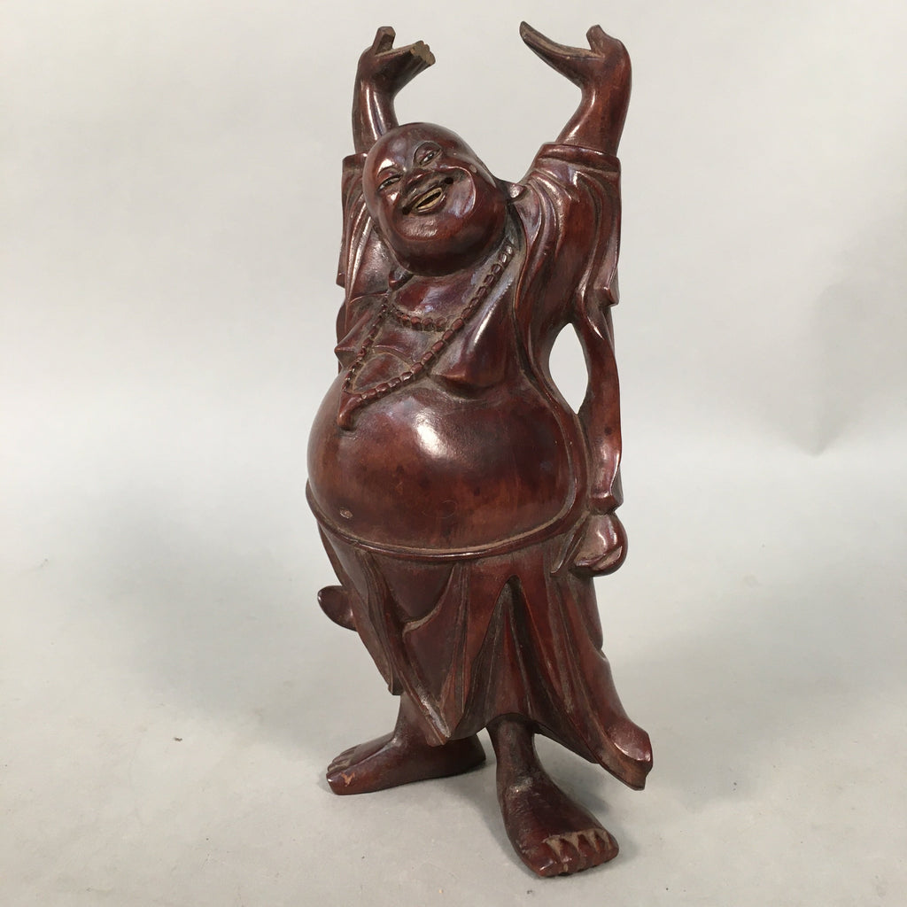 Japanese Wooden Hotei-Son Statue Vtg 7 Gods Good Fortune Wealth BD606