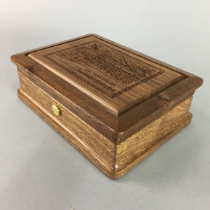 Japanese Wooden Jewelry Box Vtg Carving Golf Country Club Memento T178
