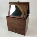 Japanese Wooden Keshobako Cosmetic Box Vtg Vanity Mirror One Drawer T322