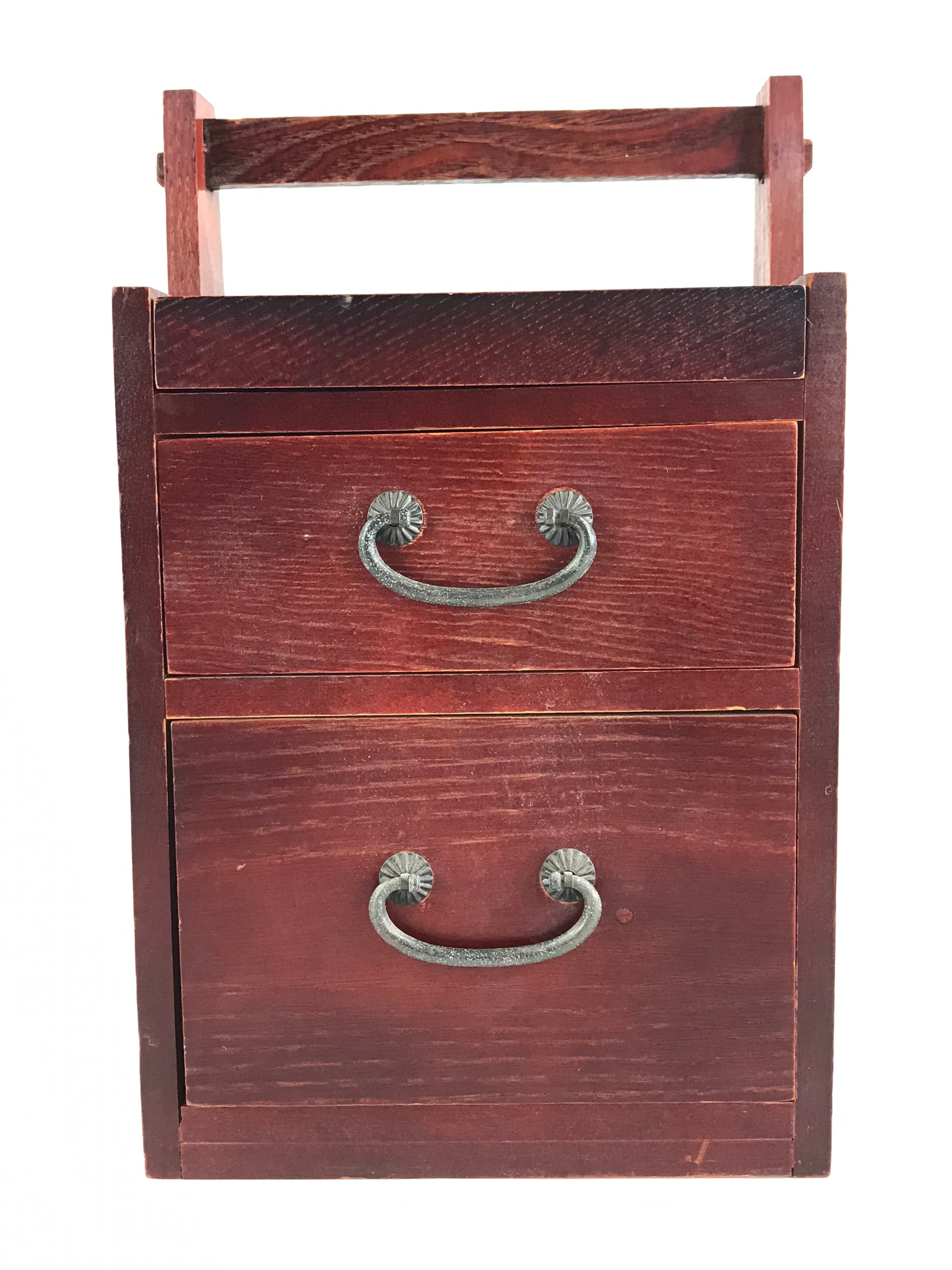 Japanese Wooden Keshobako Cosmetic Box Vtg Vanity Mirror Two Drawers T328
