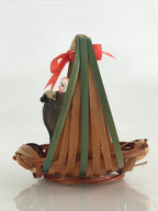 Japanese Wooden Kokeshi Doll Vtg Basket Figurine Traditional Craft Folk Art Toy