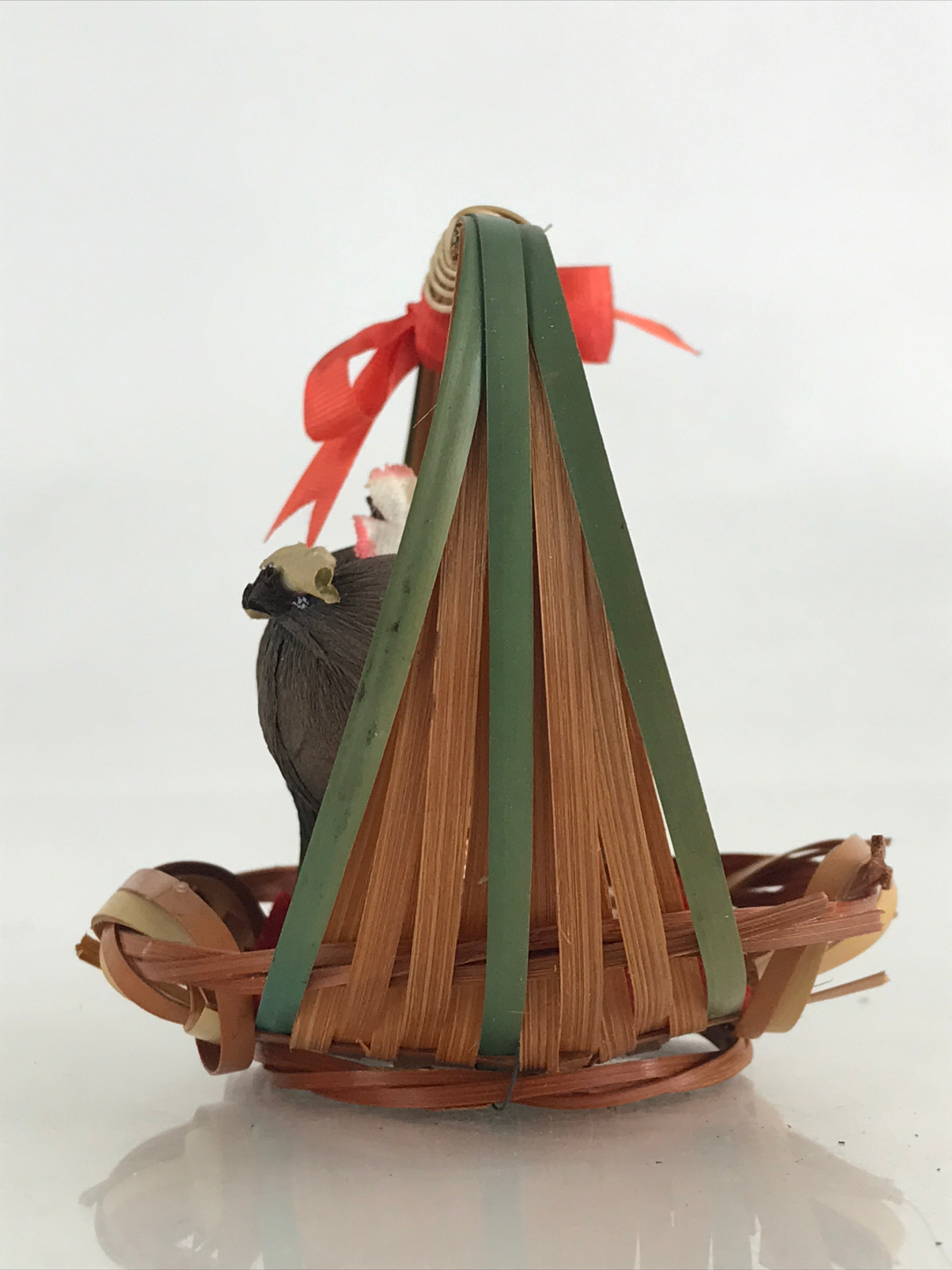 Japanese Wooden Kokeshi Doll Vtg Basket Figurine Traditional Craft Folk Art Toy