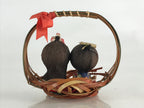 Japanese Wooden Kokeshi Doll Vtg Basket Figurine Traditional Craft Folk Art Toy