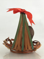 Japanese Wooden Kokeshi Doll Vtg Basket Figurine Traditional Craft Folk Art Toy