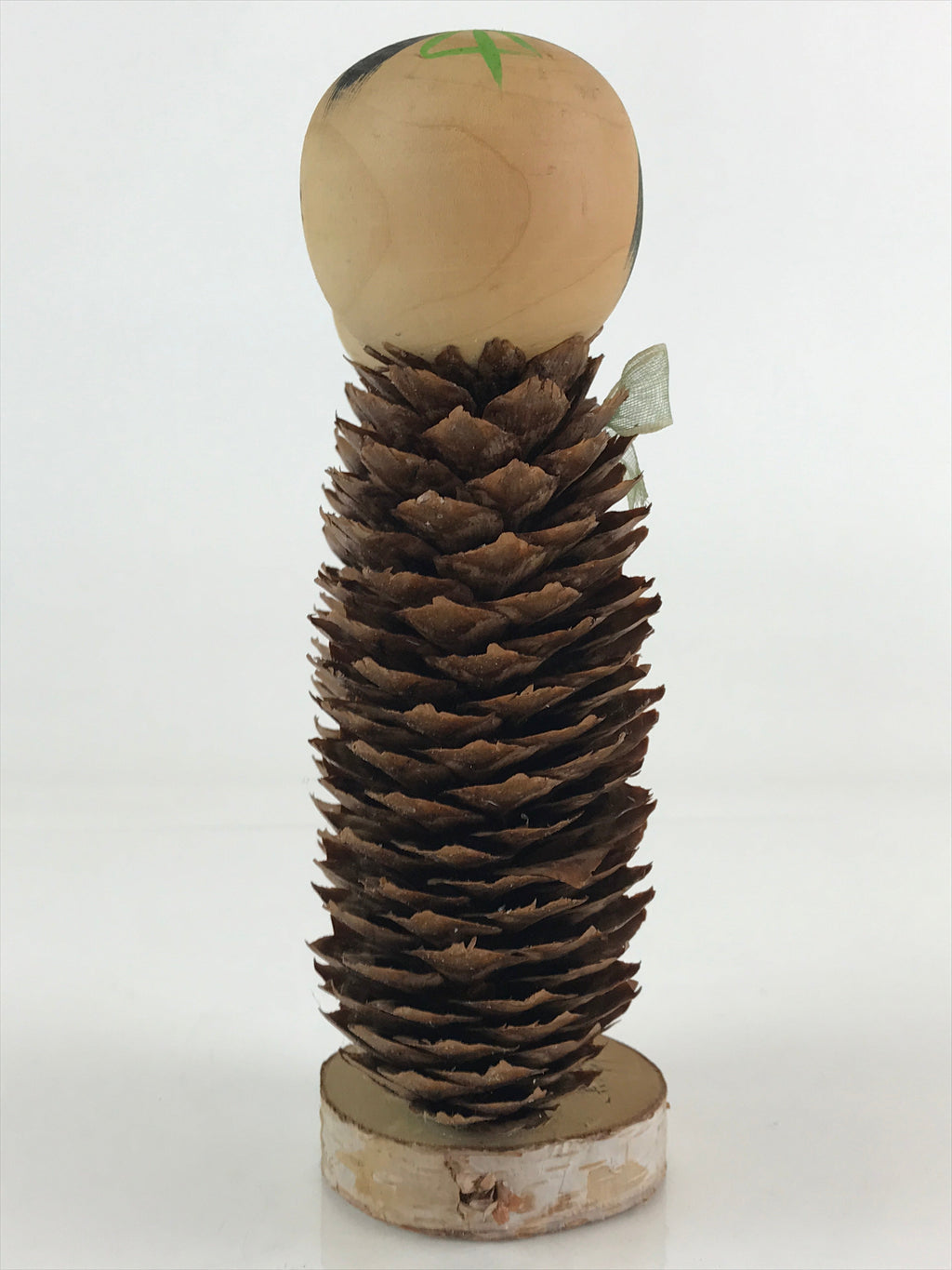 Japanese Wooden Kokeshi Doll Vtg Figurine Traditional Craft Toy Pine Cone KF607