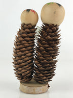 Japanese Wooden Kokeshi Doll Vtg Figurine Traditional Craft Toy Pine Cone KF607