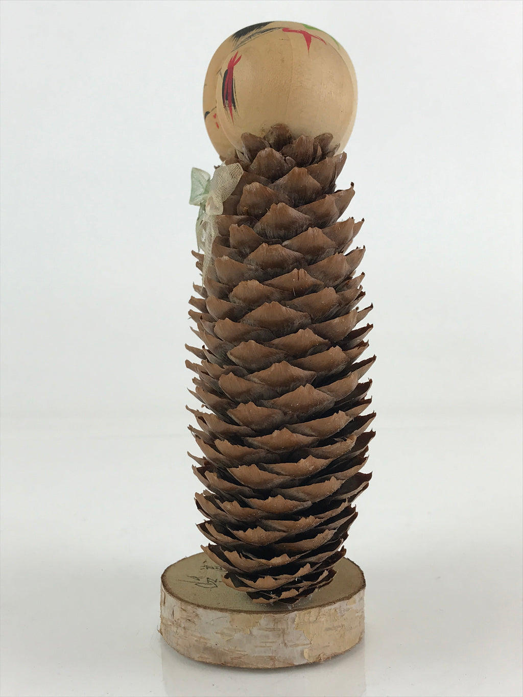Japanese Wooden Kokeshi Doll Vtg Figurine Traditional Craft Toy Pine Cone KF607