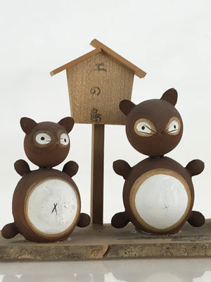 Japanese Wooden Kokeshi Doll Vtg Raccoon Figurine Traditional Craft Folk Art Toy